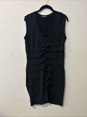 Mariel Black Layered Ruched Mini Dress